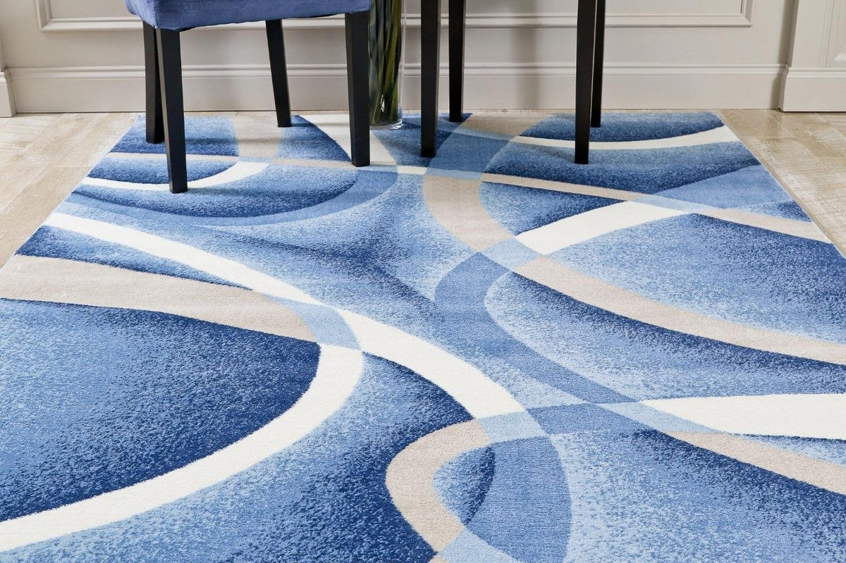 Abstract Swirls Blue Soft Area Rugs Ashley Area Rugs