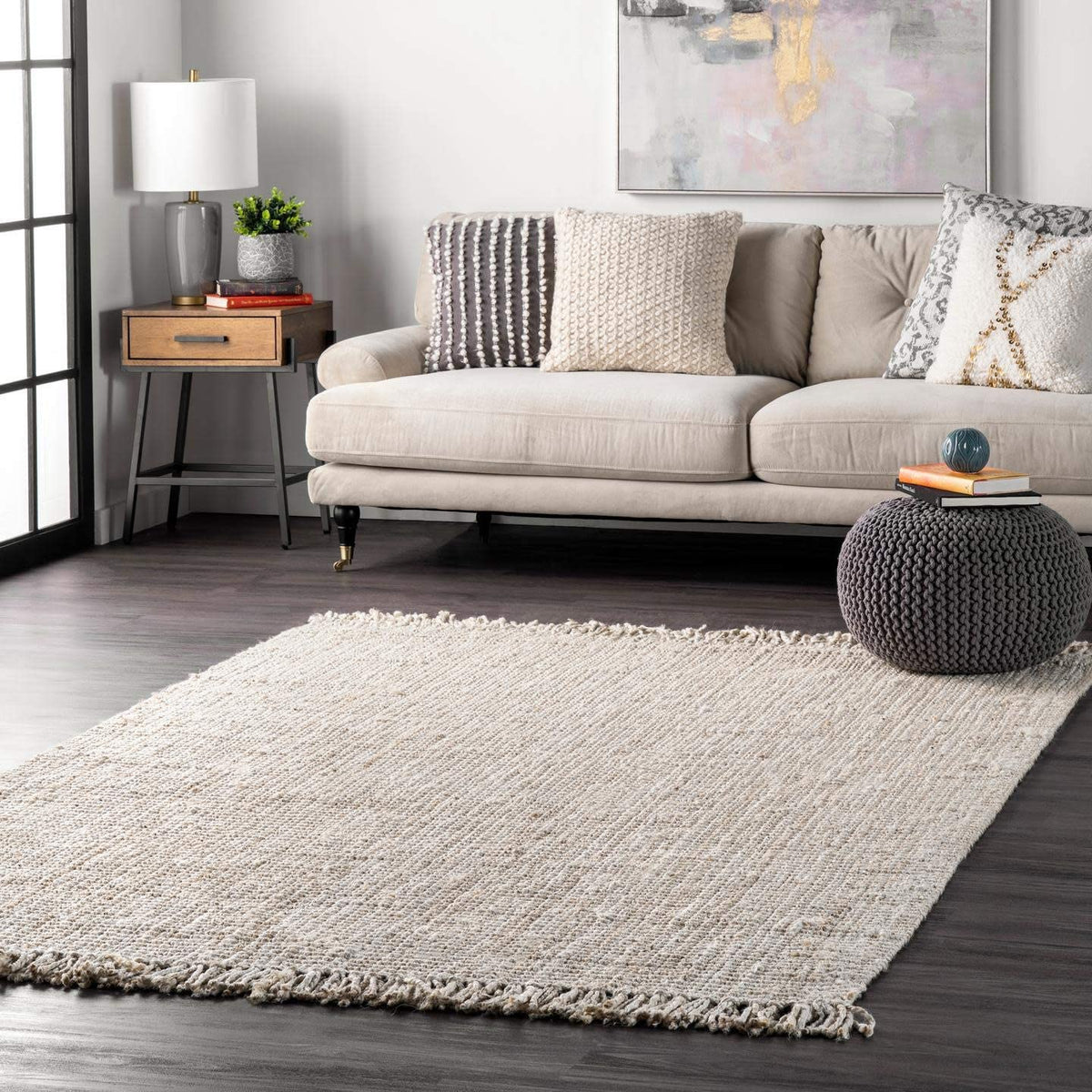 Chunky Loop offWhite Jute Rug Multiple sizes available Ashley Area Rugs