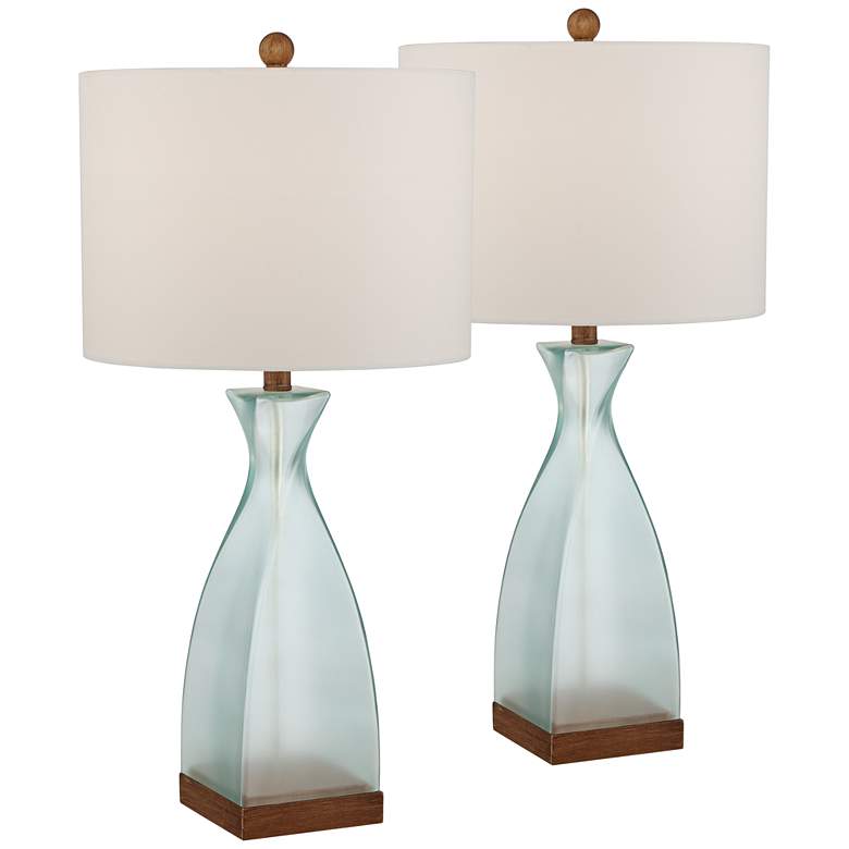 Ryan Blue Glass Coastal Modern Table Lamps Set of 2 – Ashley Area Rugs