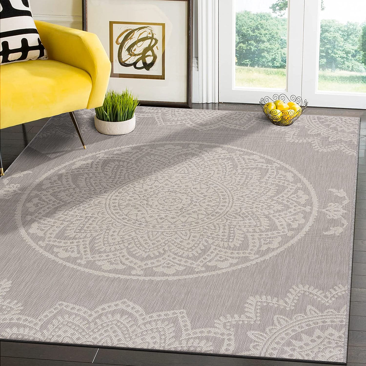 CAMILSON Outdoor Rug - Modern Area Rugs for Indoor and Outdoor patios,  Kitchen and Hallway mats - Washable Outside Carpet (8x10, Medallion - Dark  Grey/Light Grey) - Amazing Bargains USA - Buffalo, NY