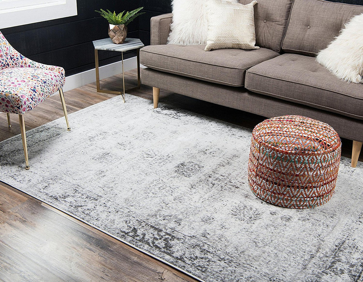 Vintage Distressed Bordered Gray Area Rugs Ashley Area Rugs