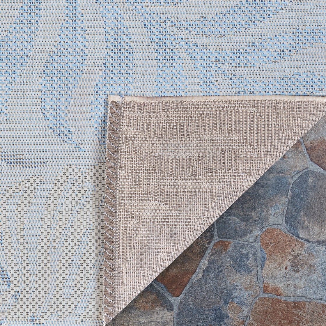 House Amelia Light Blue Ivory Indoor/Outdoor Area Rug Ashley Area Rugs