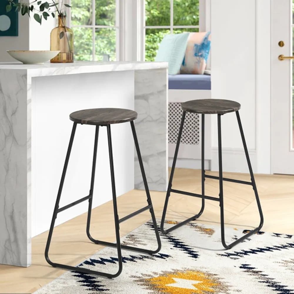 Bar Stools Set of 2 Round Bar Chairs for Living Room Dining Room