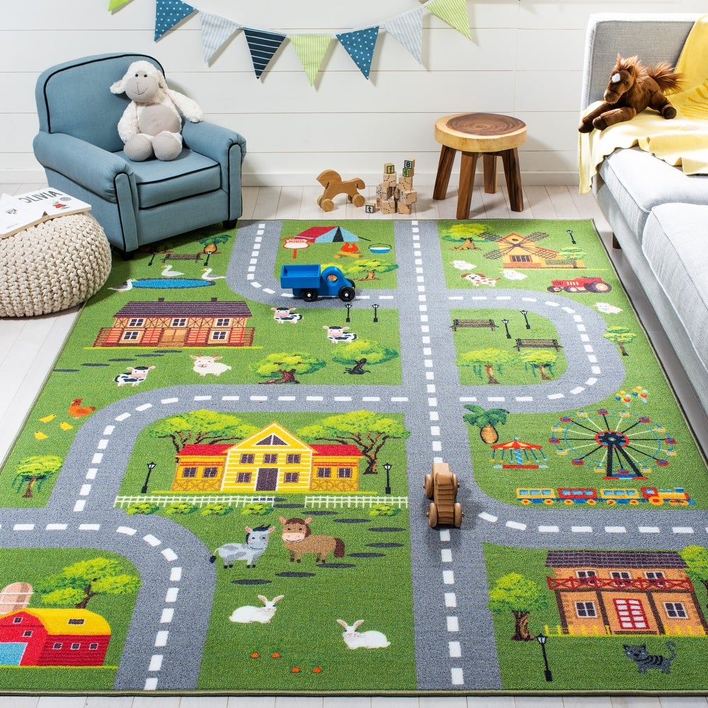 Kids Playhouse Estel Neighborhood Road Machine Washable Soft Rug – Ashley  Area Rugs, image size:1000x1000