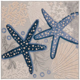 Coastal Starfish Blue/ Grey Soft Area Rug