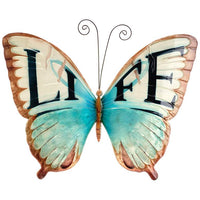 Eangee Butterfly 18"W Blue Brown Life Capiz Shell Wall Decor