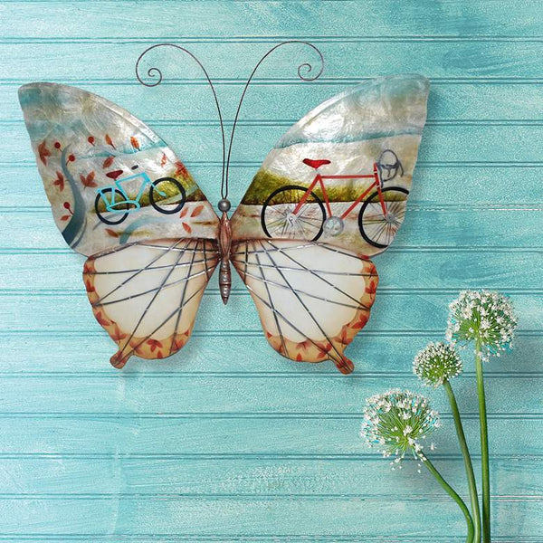 Eangee Butterfly Bicycles 18" Wide Capiz Shell Wall Decor