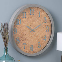 Cooper Classics Desra Natural Gray 23 1/2" Round Wall Clock