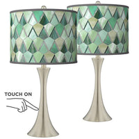 Misty Morning Trish Brushed Nickel Touch Table Lamps Set of 2