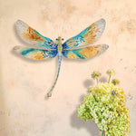 Eangee Dragonfly 17"W Aqua Gold and Pearl Metal Wall Decor