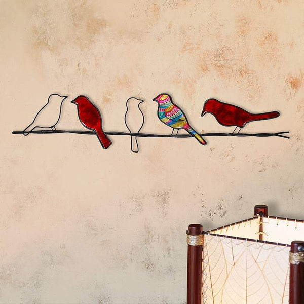 Eangee Birds On A Wire 29" Wide Red Capiz Shell Wall Decor