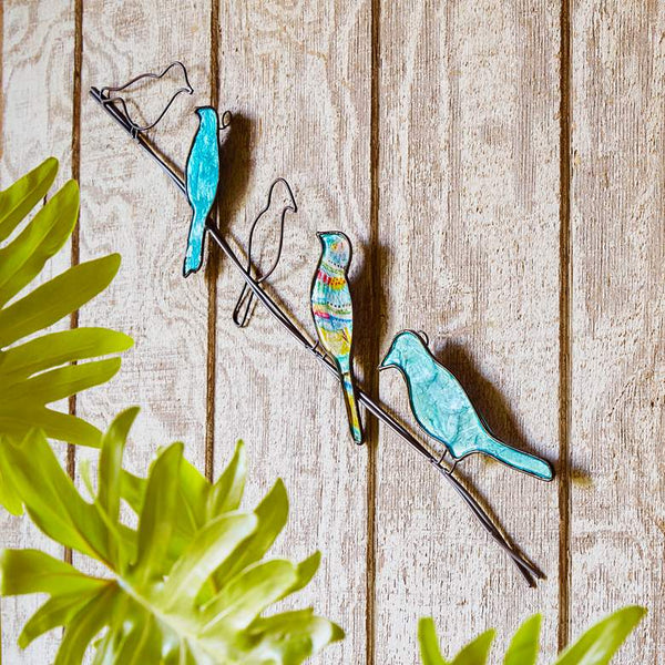 Eangee Birds On A Wire 29" Wide Blue Capiz Shell Wall Decor