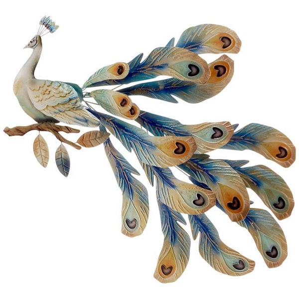 Eangee Peacock Seated 18 Wide Metal Peacock Wall Decor