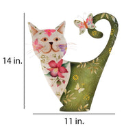 Eangee Cat 14" High White and Green Metal Wall Decor