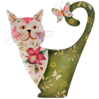 Eangee Cat 14" High White and Green Metal Wall Decor