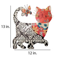 Eangee Cat 13" High Black and Red Metal Wall Decor
