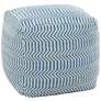 Trullo Blue and White Zigzag Hand Woven PET Yarn Pouf Ottoman