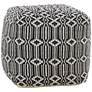 Trullo Black and White Traditional Hand Woven PET Yarn Pouf Ottoman