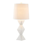 1-Light D14" White Polyresin Base Table Lamp with a White Shade