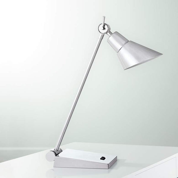 Wedge LED Polished Chrome Adjustable Desk Lamp