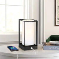 11.5-in Black Touch Control 3-Way Small Table Lamp with 2 USB Ports, 6-Watt LED Bulb Included - 11.5'' H