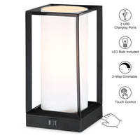 11.5-in Black Touch Control 3-Way Small Table Lamp with 2 USB Ports, 6-Watt LED Bulb Included - 11.5'' H