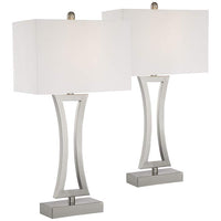 Roxie Brushed Nickel Metal Table Lamps Set of 2