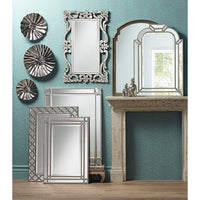 Ravalli Silver 23" x 34 1/4" Beaded Wall Mirror