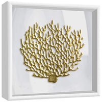 Gold Leafed Coral 16" Square Framed Wall Art
