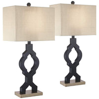 Milly Modern Black Quatrefoil Table Lamps Set of 2