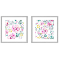 Pastel Florals 18"W 2-Piece Framed Giclee Wall Art Set