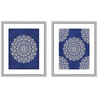 Blue Boho Pattern 22"H 2-Piece Framed Giclee Wall Art Set