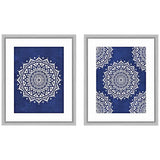 Blue Boho Pattern 22"H 2-Piece Framed Giclee Wall Art Set