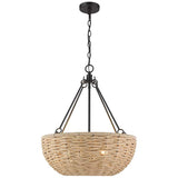 Hathaway 20 1/4" Wide Matte Black Basket Pendant Light