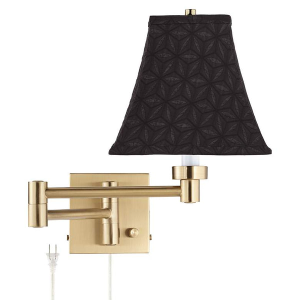 Alta Warm Antique Brass Plug-In Swing Arm Wall Lamp