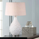 Camellia Distressed Gloss White Ceramic Table Lamp