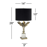 Cheri Antique Brass Leaves and Crystal Traditional Table Lamp