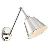 Crystorama Mitchell Polished Nickel Swing Arm Wall Lamp