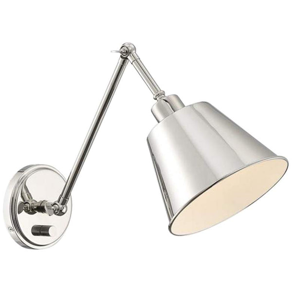 Crystorama Mitchell Polished Nickel Swing Arm Wall Lamp