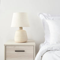 16" Natural Carved Ceramic Accent Table Lamp, Farmhouse, Boho, for Bedroom, Living Room, Office, End Table, Coffee Table Lamp