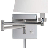 White Linen Chrome Plug-In Swing Arm with Cord Cover