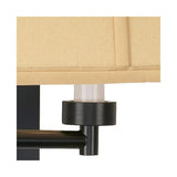 Tan Square-Cut Shade Espresso Plug-In Swing Arm Wall Lamp