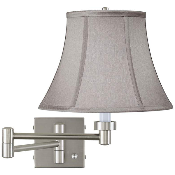 Pewter Gray Bell Brushed Nickel Swing Arm Wall Lamp