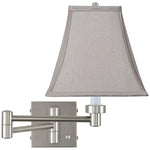 Pewter Gray Square Brushed Nickel Swing Arm Wall Lamp