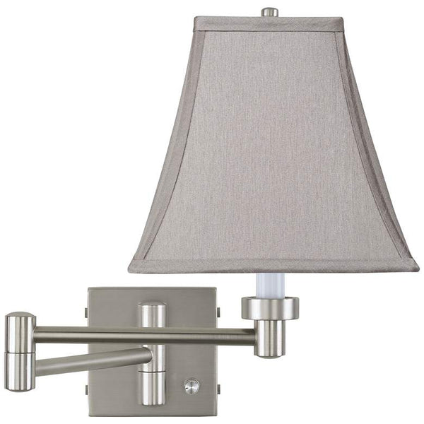 Pewter Gray Square Brushed Nickel Swing Arm Wall Lamp