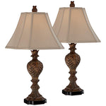 Regio Carved Brown Table Lamp Set of 2