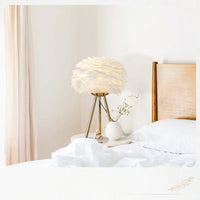 18.11" White Shade Gold Tripod Table Beside Lamp