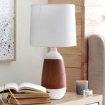 Simple Designs 18 1/2"H White Ceramic and Dark Wood Accent Table Lamp