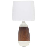 Simple Designs 18 1/2"H White Ceramic and Dark Wood Accent Table Lamp