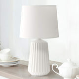 Simple Designs 17 1/2" High White Ceramic Pleated Accent Table Lamp